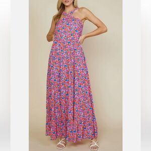 Skies are Blue Cross Neck Floral Maxi